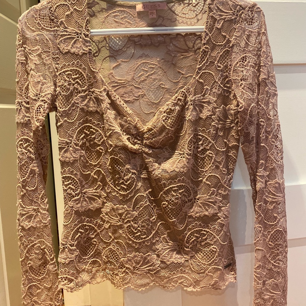 Guess Floral Lace Top in light pink